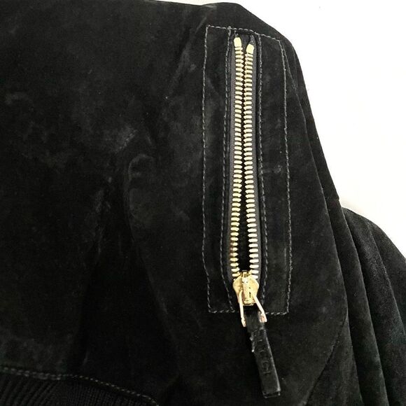 GUCCI Black Suede 100% Leather Bomber Jacket Made in Italy sz 44EU - Picture 13 of 16